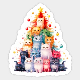 Cat Christmas Tree Sticker